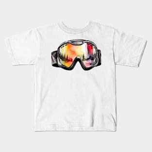 Black Skiing Goggles Kids T-Shirt